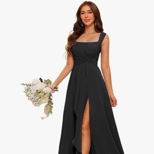Dessiny Black Bridesmaid Dress | US 12 | Slit | Worn Once
